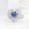 Europäische und amerikanische Mode einfache Damen dunkelblau herzförmigen Zirkon Ring Sterling Silber Ring