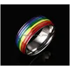 Band Rings 2021 Nytt mode 316L Rostfritt stål Emalj Rainbow LGBT Pride Ring Lesbian Gay Engagement for Men Gifts Drop de Dhdm7