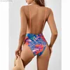 Women's Swimwear Ashgaily 2023 Print V Neck One Piece Swimwear Women y2k Swimsuit Patchwork Backless Bathing Suit Beach Wear Monokini Female T230606