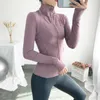 Jaqueta de yoga profissional elegante, blusa de outono e inverno feminina de manga comprida, gola alta, roupa de ginástica de corrida justa, casaco feminino