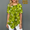 女性用Tシャツ2023フラワープリント短袖のファッショントップレトロエレガンスTシャツラウンドネックプルオーバーカジュアルTシャツ