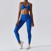 Aktiva uppsättningar 2023 Gym Set Women Sports Top Suit For Fitness Sexig BH Underkläder Tracksuit Leggings 2 Piece Yoga Workout Clothes Sportwear