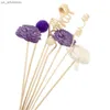 8st Purple Artificial Flower Rattan Reed Fragrance Arom Diffuser Refill Stick Diy Floral Home Decor Crafts L230523