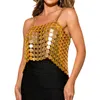 Tanks Camis 2023 Fashion Women's Acrylic Metal Sequin Sexig ärmlös backless Sling Summer Tank Crop Top P230605