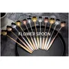 Spoons Stainless Steel Flower Heart Long Handle Cocktail Stirring Spoon Ice Cream Coffee Home Bar Flatware Tools Drop Ship Delivery Dhiwb