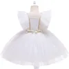 Abiti da ragazza Baby Birthday Wedding Party Tulle Dress Bambini Princess White Toddler Girls Floral per abito da ballo per battesimo