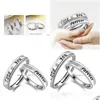 Banda Anéis Casal Te Amo Cristal Diamante Noivado Anel de Casamento Para Mulheres Homens Moda Jóias Presente Will And Sandy Drop Delivery Dhh7S