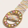 Ceintures été ceinture élastique colorée pour femmes robe assortie couleur bonbon cravate boucle ronde Pp herbe rétraction taille Boho Chic