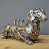 Decorative Objects Figurines Mechanical Punk Dog Figure Resin Crafts Steampunk Bulldog Dog Resin Statue Window Decoration Home Table Desktop Ornaments 230605