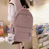 Mochila feminina de náilon de cor sólida à prova d'água para meninas, adolescentes, mochila de viagem, estudantes, kawaii, mochilas