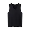 Ice Silk Vest Men sömlös modal ärmlös skjorta Fitness Sport Loose Summer Bottoming V-Neck Tank