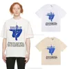 Designer modekläder tees tshirt amerikanska 2022ss rhude människokropp yoga kompass tryckt dubbel garn ren bomull kort ärm manlig kvinnlig tonåringar stuga