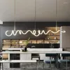 Ljuskronor modern kreativ enkel lång slang ledt tak ljuskrona restaurang kök bar hängande design
