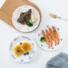 Tallrikar 8 -tums koreanska keramiska frukostdessertplatta runda franska bokstäver Enkel vit brunch sallad sushi tårta rätter bordsdekor