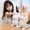 24cm Simulation Kawaii Long Ears Realistic Rabbit Plush Toy Lifelike Animal Stuffed Doll Toys for Kids Girls Birthday Christmas Gift Room Decor