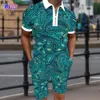 Mens Tracksuits Summer Tshirt Set Multicolor Floral Pattern Polo Shirt 3D Printing Vintage Shorts Workout 2st 230605