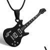 Naszyjniki wisiorek moda 316L Naszyjnik gitary ze stali nierdzewnej dla mężczyzn wisiorty skórzany łańcuch upuszczony biżuteria dostawa
