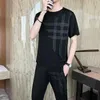 Tute da uomo Pantaloni da uomo in 2 pezzi Tuta Felpa da jogger estiva stampata in 3D T-shirt a maniche corte + pantaloni lunghi abbigliamento da strada P230605