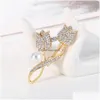 Pins Broschen Kristall Gold Spitze Brosche Pin Business Anzug Tops Cor Perle Strass Blume Für Frauen Männer Modeschmuck Drop Lieferung dhcwz