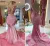 Sammet rosa arabiska aso ebi sjöjungfru aftonklänningar blommor spaghettiremmar smala monterade promfest klänningar criss-cross remmar tillbaka special tillfälle slitage cl2375