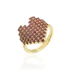 Cluster Rings 18K Gold Zircon Diamond Heart Ring Band Finger regolabile per le donne fidanzamento matrimonio moda gioielli Will e Sandy Dhf6I
