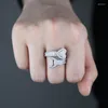 Wedding Rings Drop Ship 5A Cubic Zirconia Double Two Heart Shaped Finger Ring For Women Open Adjusted Fashion Jewelry