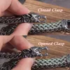 Corrente Never Fade Rock Viking Wolf Bracelet Men's Steel Mesh Chain Can Open Wolf Mouth Punk Bracelets Biker Jewelry 230606