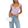 Vrouwen Tanks Vrouwen Y2k Vierkante Hals Crop Top Zomer Kapmouw Laag Uitgesneden Getextureerde Bustier Tops Basic Slim Fitted blouse