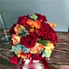 Decoratieve Bloemen 1 stks Vintage Bruid Boeket Chinese Stijl Rode Bruiloft Simulatie Hand Decoratie Pography Accessoires Vrouwen Gift