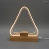 Lampes de table 3D Style nordique lampe de bureau USB Rechargeable Dimmable blanc chaud modélisation géométrique acrylique LED veilleuse Base en bois