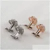 Cuff Links Crystal Gold Crown Mens Diamond Cufflinks Button For Formal Business Shirt Suit Fashion Jewelry Will And Sandy Drop Deliv Dh6Jz