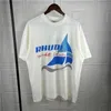 Designer Fashion Vêtements Tees Tshirt Rhude Summer Sailing Slogan imprimé à manches courtes polyvalent hommes moitié coton streetwear tops casual s