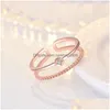 Bandringe 18 Karat Roségold Dual Layer Ring Finger offen verstellbar Diamant Verlobung Modeschmuck Geschenk Will und Sandy Drop Lieferung Dhzpv