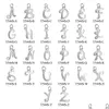 Charms 26Pcs Initial 26 Alphabet Anglais Lettre Charme Pendentifs Pour Femmes Homme Diy Collier Bracelet Fabrication De Bijoux Az Drop Delivery F Dhyde