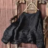 Kadın Tişörtleri qpfjqd Kadın Retro O-Neck Uzun Kollu T-Shirts Ramie Ladies Tees Gevşek Yüksek Kaliteli Günlük Vintage Bahar Sonbahar