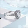 Cluster Rings Fashion Women Diamond Ring Round Cyrstal Engagement Wedding Band Jewelry Will And Sandy Gift Drop Delivery Dh81K