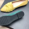 Vrouwen Flats Geel Zwart Schoenen 33 34 45 46 Puntschoen Flock Leer Eenvoudige Beknopte Slipons Platte Hak Schoenen voor dames Mocassins