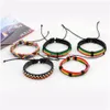 Bracelets De Charme Femmes Hommes Mtilayer Arc-En-Cuir Corde Bracelet Réglable Hip Hop Bijoux Vintage 5 Pcs / Ensemble Tressé Bracelet Manchette Fas Dhn2J