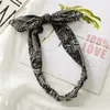 Headwear Hair Accessories Fashion Printing Rabbit Ear Knotted Elastic Band Wide Girl Woman Headband Headdress 230605