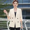 Kvinnors tvåbitar byxor Spring Summer Fashion Orange Blazer Women Business Suits Office Ladies Pant and Jacket Set Work Uniform Ol Style