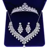 Halskette Ohrringe Set Strass Braut für Frauen und Hochzeit mit Kristall Tiara Geschenkbox enthalten