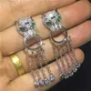 Vintage Leopard Tassels Drop Earring 925 sterling silver 5A Zircon Cz Party wedding Dangle Earrings for women Bridal Jewelry2196