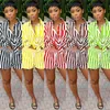 Women's Summer Fashion tracksuits sport suits Stripe Print Set Loose Shirt Two Piece Set women clothing sets