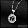 Pendant Necklaces Cubic Zircon English Initial 26 Gold Chains Disc Letter Necklace For Women Fashion Jewelry Will And Sandy Drop Del Dhm6A