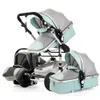 Babyvagn med bilstol vikning 3 i 1 småbarn hand tryck universal roterbar funktioner bärbar sömn barnvagnar bra trend nyfödda resor ba02 f23 {kategori}