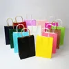 Opakowanie na prezent 10/30/50pcs DIY wielofunkcyjny miękkie kolorowe papierowe torba z uchwytami torba na prezent torby zakupowe Kraft Paper Packing Bag 230605