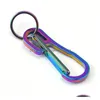 Key Rings Stainless Steel Ring Quickd High Quality Rainbow Keyring Hangs Keychain Holders Carabiner Women Men Outdoor Will And Drop Dhvbo