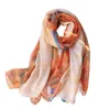 Szaliki Sunkreen jedwabny szalik plus szyfonowy kwiatowy szal faulard hidżab żeńska bufanda owijaj wiosenne stole paszmina