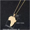 Pendant Necklaces Fashion Selling African Map Men Women Stainless Steel Gold Color Africa Jewelry Gift Drop Delivery Pendants Dhgih