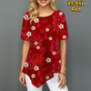 Camisetas femininas 2023 estampa de flores manga curta top moda feminina retrô elegância camiseta gola redonda pulôver camiseta casual